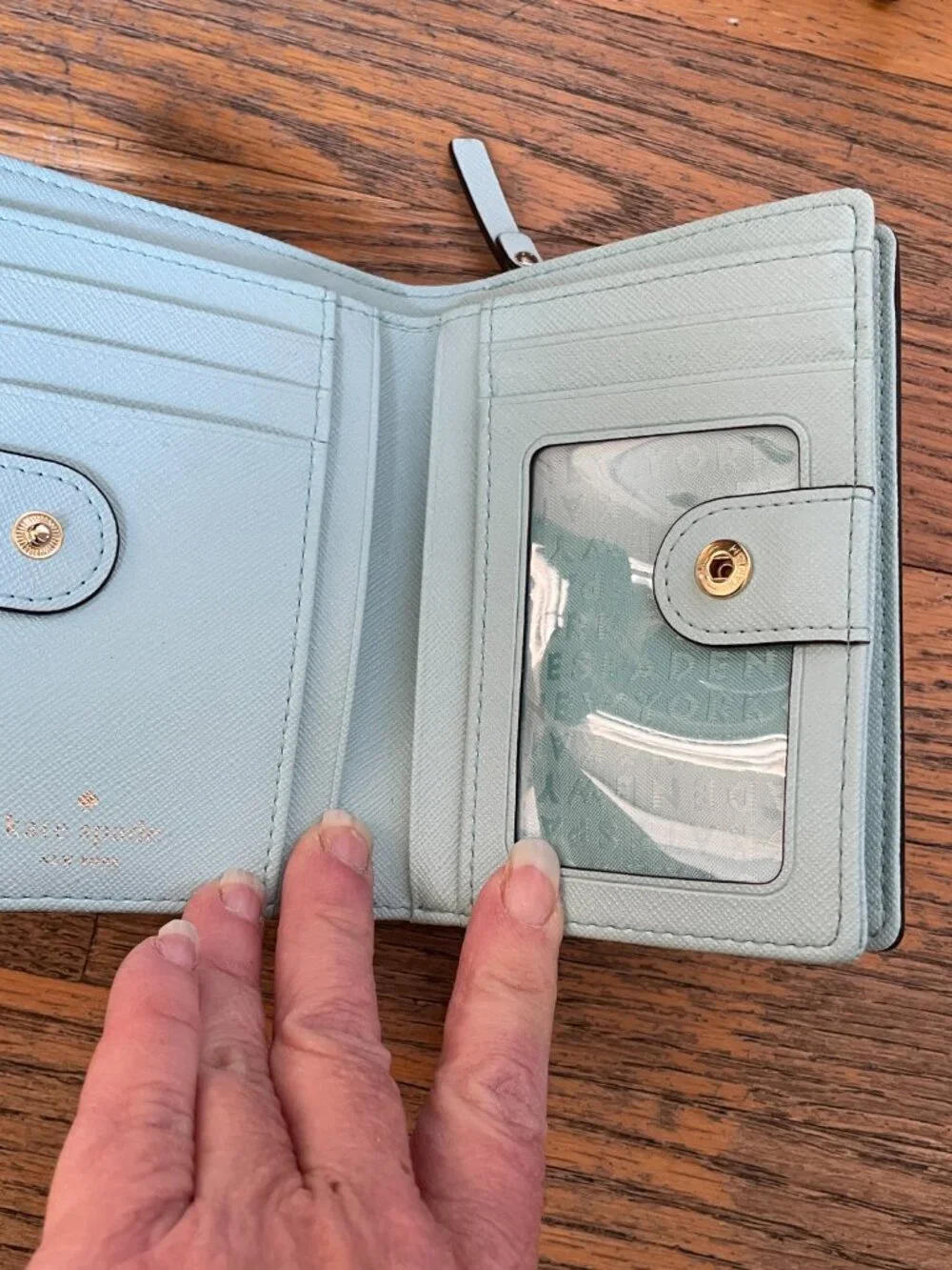 Kate Spade New York Cara Newberry Lane Blue Small Leather Fold Wallet
